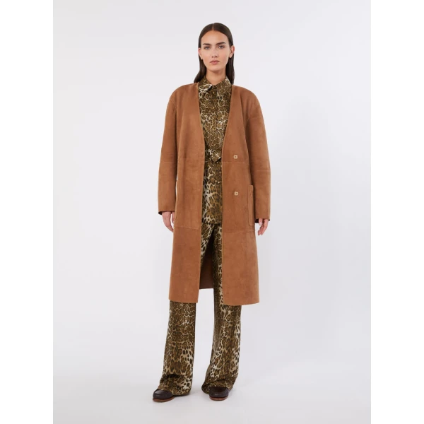 Max Mara Romana Printed Silk Twill Trousers in Brown | Tailored pants | Luxury Shoes 