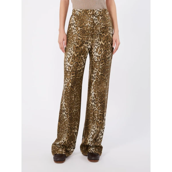 Max Mara Romana Printed Silk Twill Trousers in Brown | Tailored pants | Luxury Shoes 