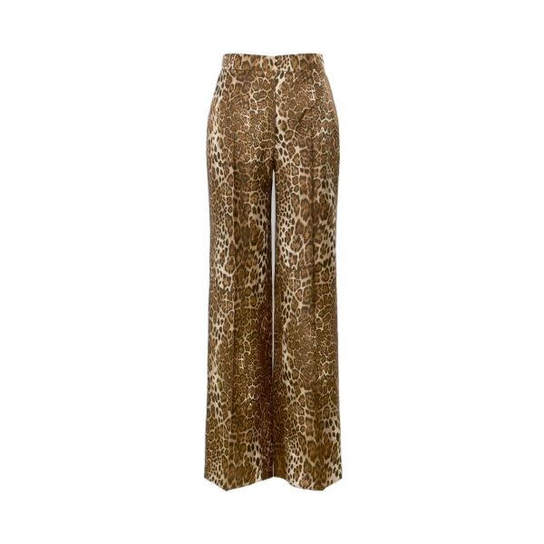 Max Mara Romana Printed Silk Twill Trousers in Brown | Tailored pants | Luxury Shoes 