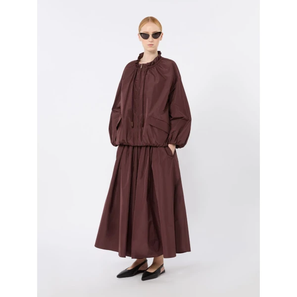 Max Mara Romina Taffeta Pleated Skirt in Bordeaux | Pleated Skirts | Luxury Shoes 