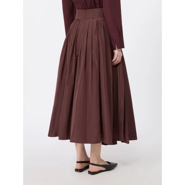 Max Mara Romina Taffeta Pleated Skirt in Bordeaux | Pleated Skirts | Luxury Shoes 