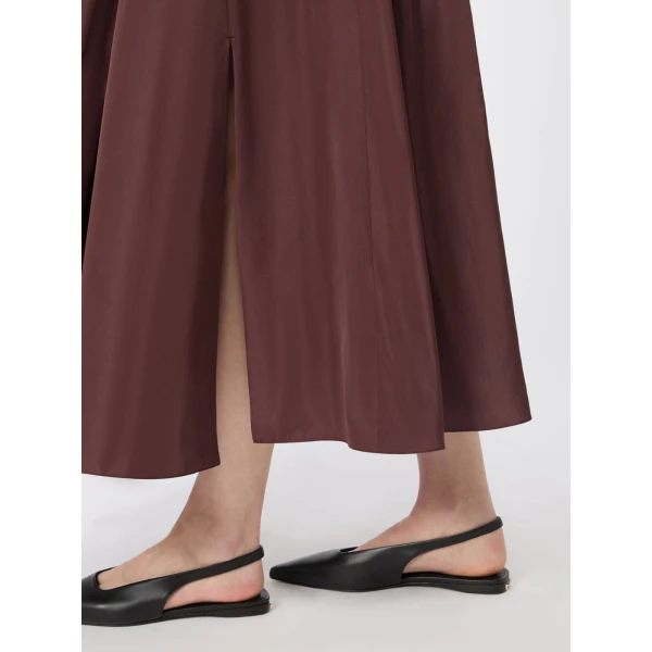 Max Mara Romina Taffeta Pleated Skirt in Bordeaux | Pleated Skirts | Luxury Shoes 
