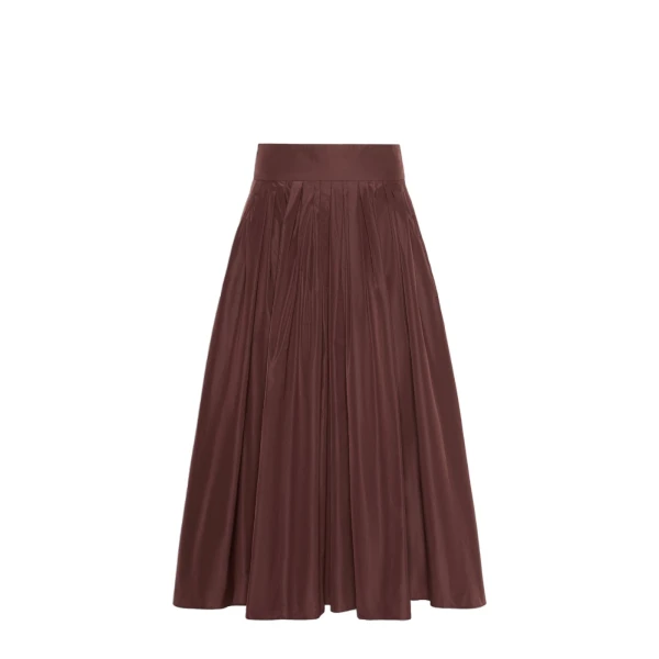Romina Taffeta Pleated Skirt in Bordeaux