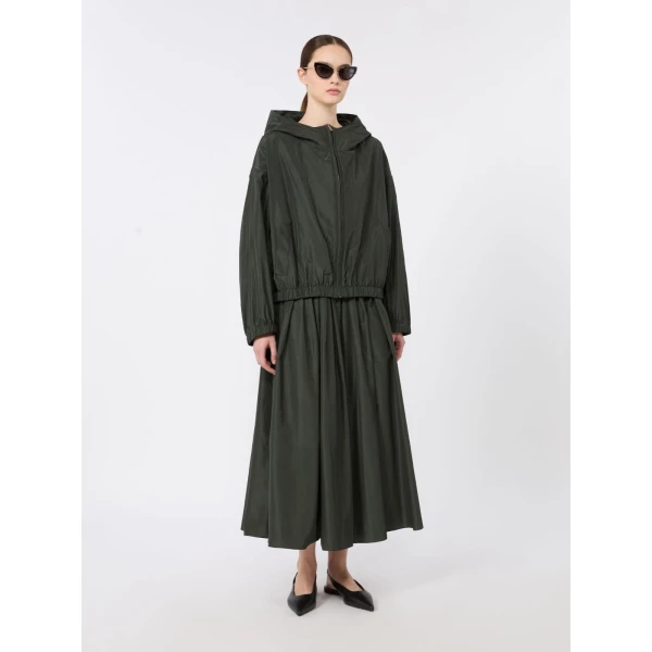 Max Mara Romina Taffeta Pleated Skirt in Dark Green | Pleated Skirts | Luxury Shoes 