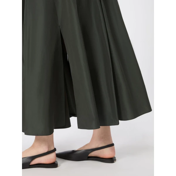 Max Mara Romina Taffeta Pleated Skirt in Dark Green | Pleated Skirts | Luxury Shoes 