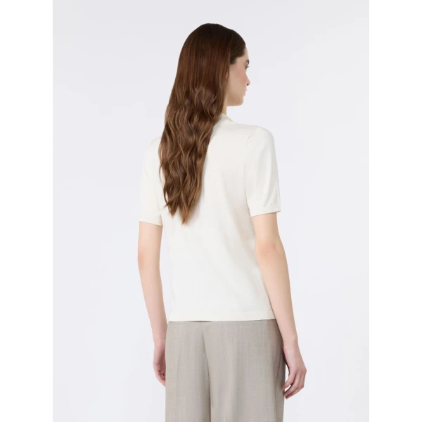 Max Mara Roncolo Silk and Cotton Polo Jumper in Ecru | Sweaters | Luxury Shoes 