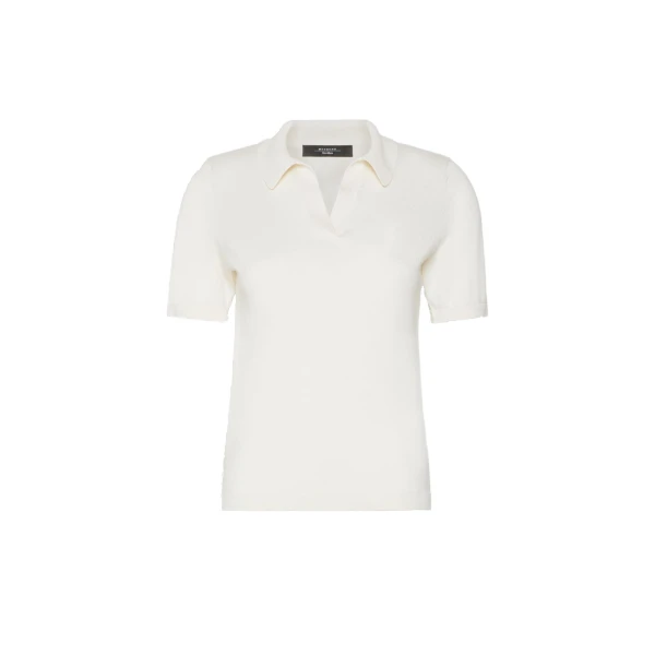 Max Mara Roncolo Silk and Cotton Polo Jumper in Ecru | Sweaters | Luxury Shoes 