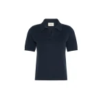 Max Mara Roncolo Silk and Cotton Polo Jumper in Navy | Sweaters | Luxury Shoes 