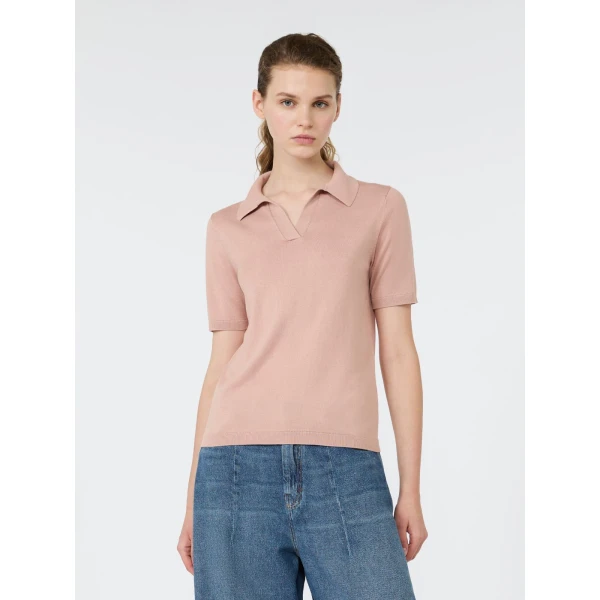 Max Mara Roncolo Silk and Cotton Polo Jumper in Pink | Sweaters | Luxury Shoes 