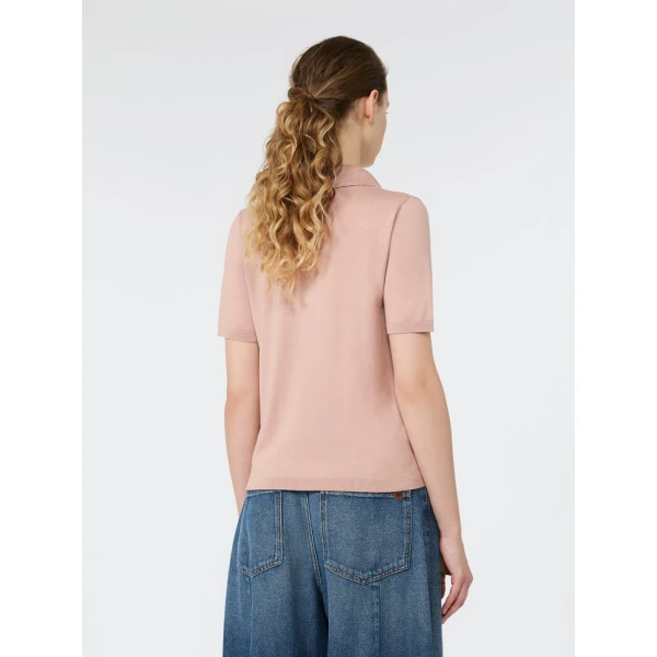 Max Mara Roncolo Silk and Cotton Polo Jumper in Pink | Sweaters | Luxury Shoes 