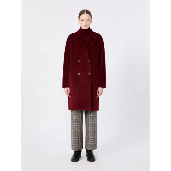Max Mara Roseto Alpaca and Wool Midi Coat in Bordeaux | Wool Coat | Luxury Shoes 