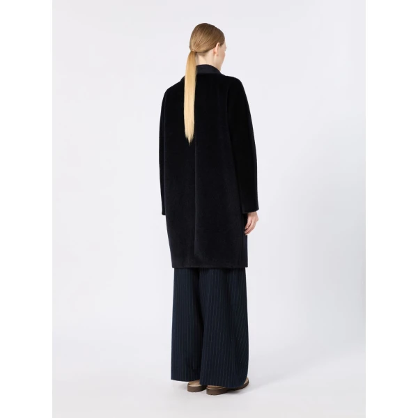 Max Mara Roseto Alpaca and Wool Midi Coat in Midnight Blue | Wool Coat | Luxury Shoes 