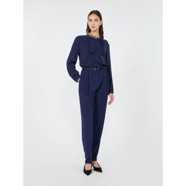 Max Mara Rotondo Cady Blouse in Navy | Blouse | Luxury Shoes 