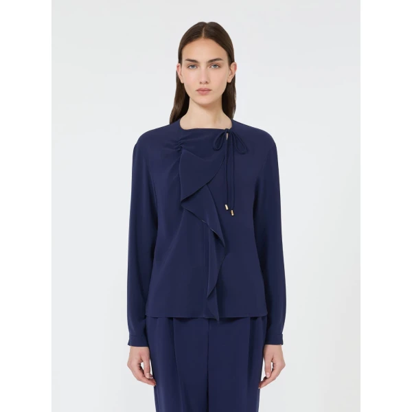 Max Mara Rotondo Cady Blouse in Navy | Blouse | Luxury Shoes 
