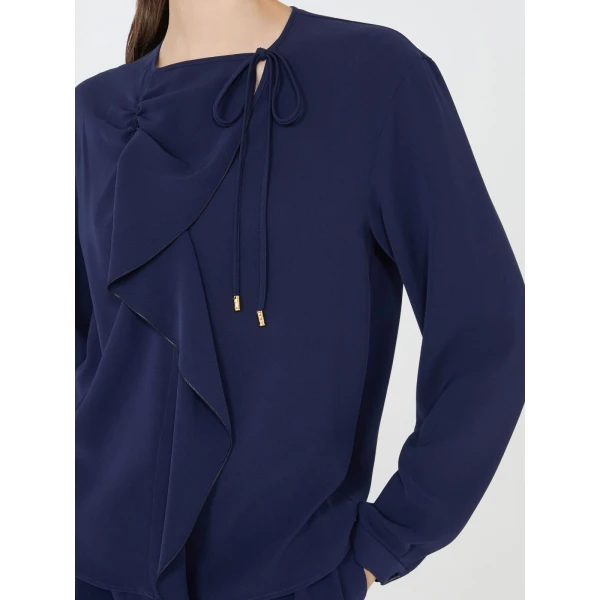 Max Mara Rotondo Cady Blouse in Navy | Blouse | Luxury Shoes 