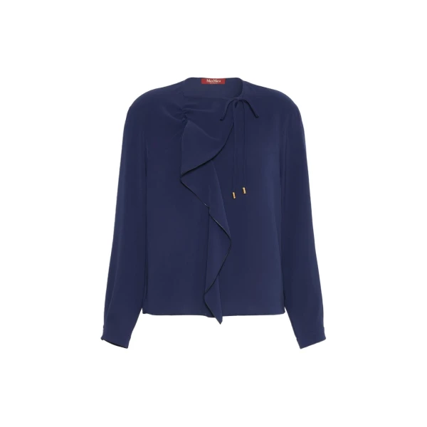 Max Mara Rotondo Cady Blouse in Navy | Blouse | Luxury Shoes 