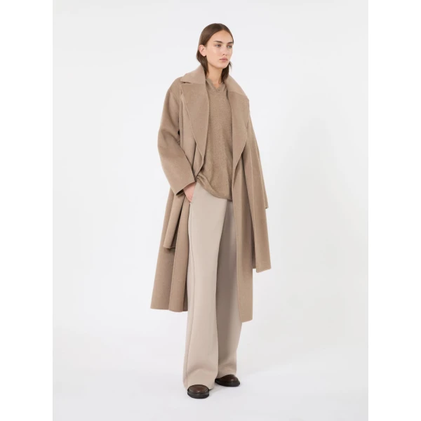 Max Mara Sabine Brushed Cashmere Hoodie in Clay | Sweaters | Luxury Shoes 