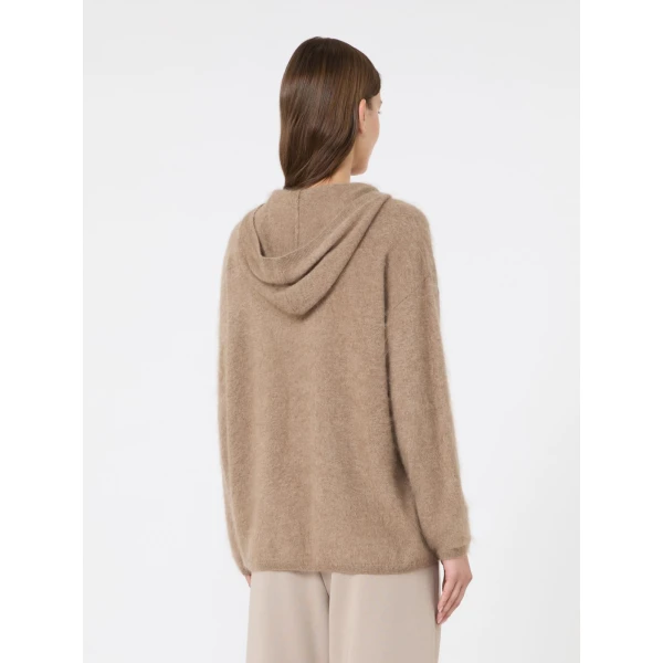 Max Mara Sabine Brushed Cashmere Hoodie in Clay | Sweaters | Luxury Shoes 