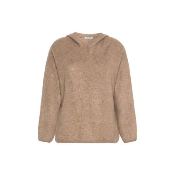Max Mara Sabine Brushed Cashmere Hoodie in Clay | Sweaters | Luxury Shoes 