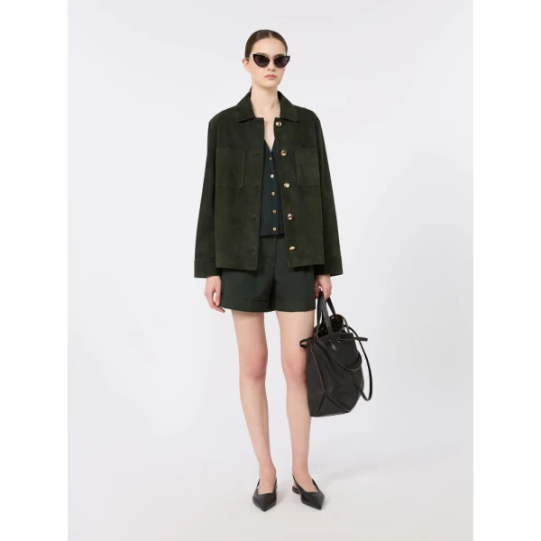 Max Mara Saggio Cotton, Silk and Cashmere Gilet in Dark Green | Sweaters | Luxury Shoes 