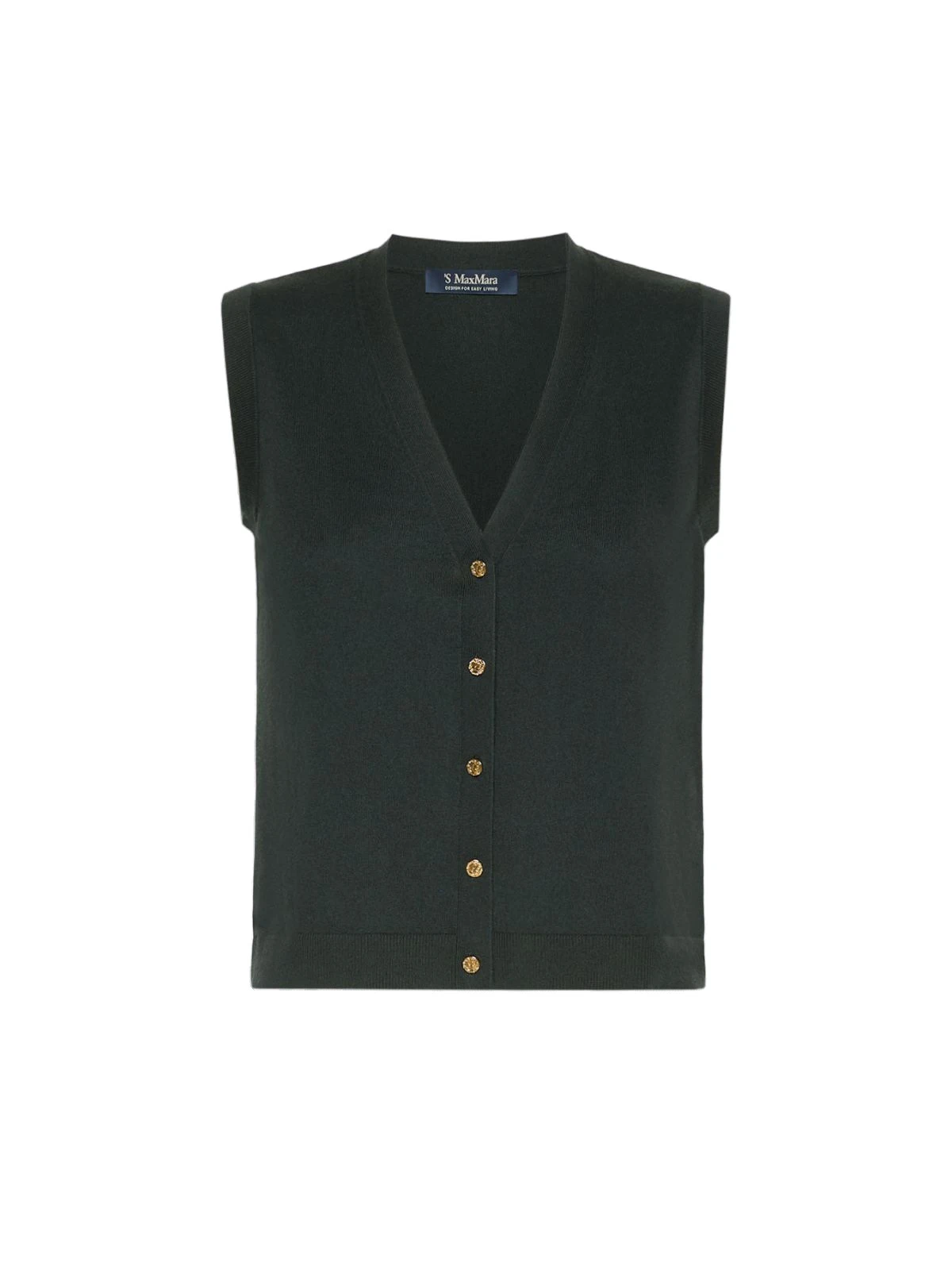 Max Mara Saggio Cotton, Silk and Cashmere Gilet in Dark Green Max Mara Saggio Cotton, Silk and Cashmere Gilet in Dark Green | Sweaters | Luxury Shoes