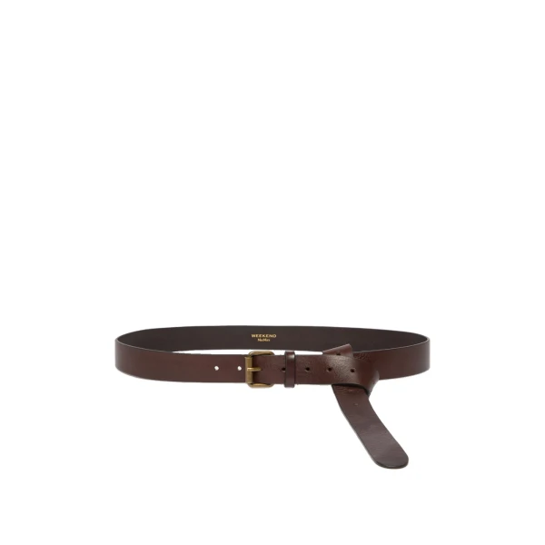 Max Mara Saio Long Leather Belt in Dark Brown | Belts | Luxury Shoes 