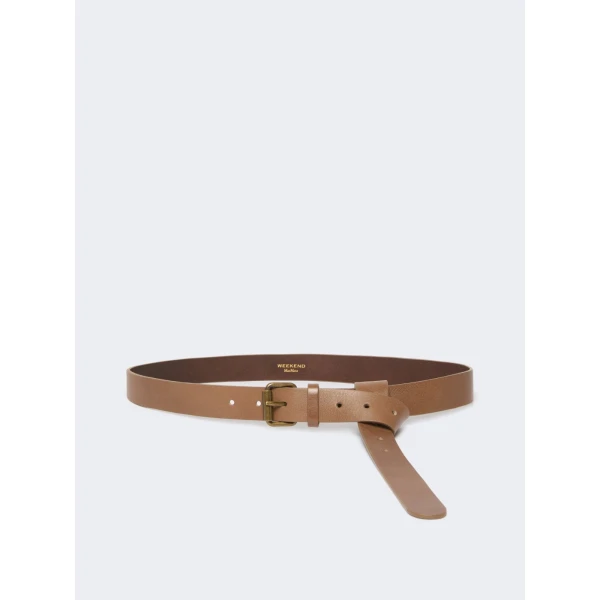 Max Mara Saio Long Leather Belt in Tobacco | Belts | Luxury Shoes 