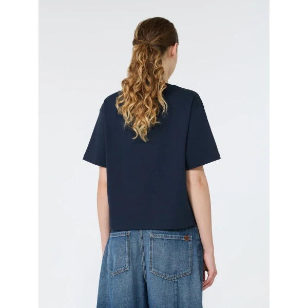 Max Mara Sala Boxy Cotton T-Shirt in Navy | T-shirts | Luxury Shoes 