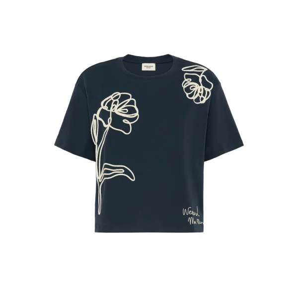 Sala Boxy Cotton T-Shirt in Navy