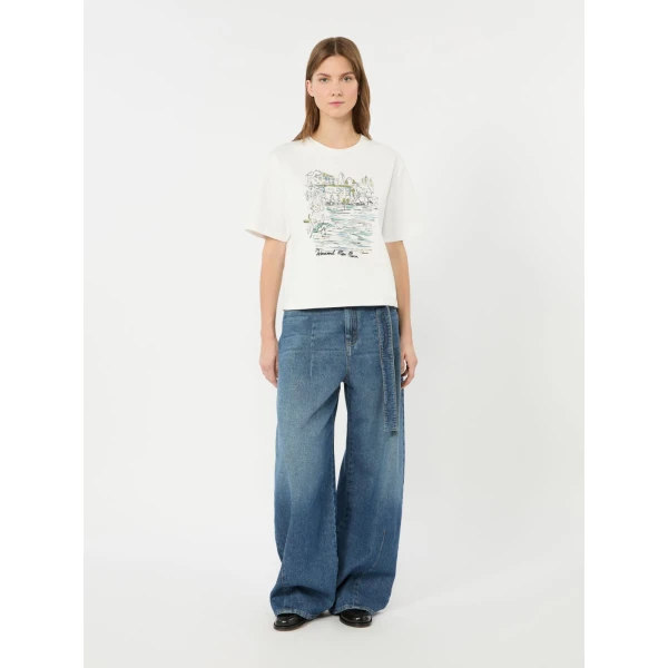 Max Mara Sala Boxy Cotton T-Shirt in White | T-shirts | Luxury Shoes 