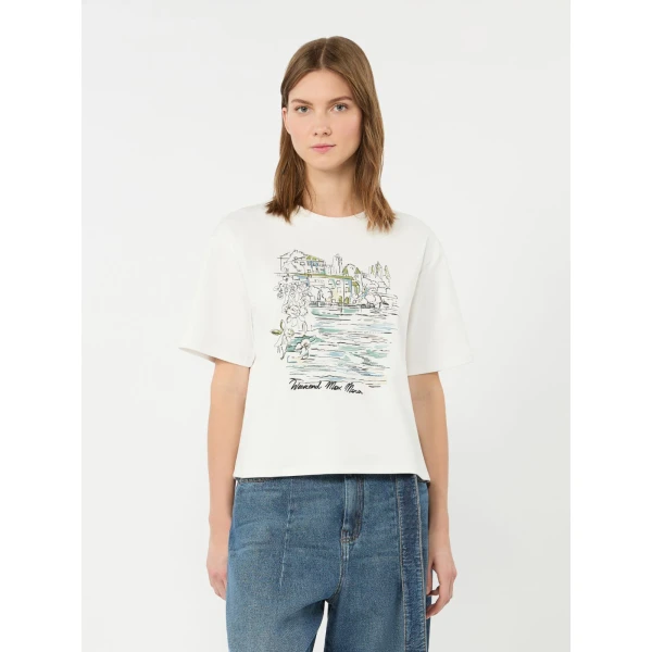 Max Mara Sala Boxy Cotton T-Shirt in White | T-shirts | Luxury Shoes 