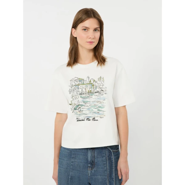 Max Mara Sala Boxy Cotton T-Shirt in White | T-shirts | Luxury Shoes 