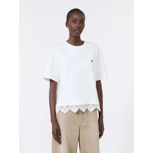 Max Mara Sala Boxy Cotton T-Shirt in White Style 2 | T-shirts | Luxury Shoes 