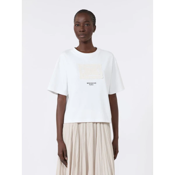 Max Mara Sala Boxy Cotton T-Shirt in White Style 3 | T-shirts | Luxury Shoes 