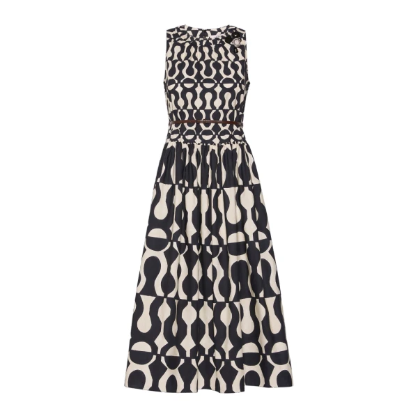 Salato Printed Cotton Poplin Dress in Black
