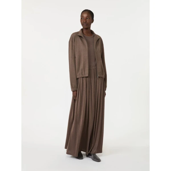 Max Mara Salmone Lyocell and Silk Jersey T-Shirt in Mud | T-shirts | Luxury Shoes 
