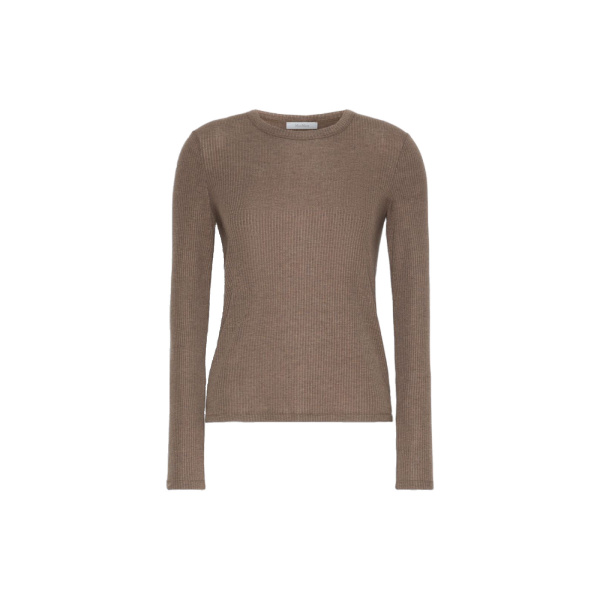Max Mara Salmone Lyocell and Silk Jersey T-Shirt in Mud | T-shirts | Luxury Shoes 
