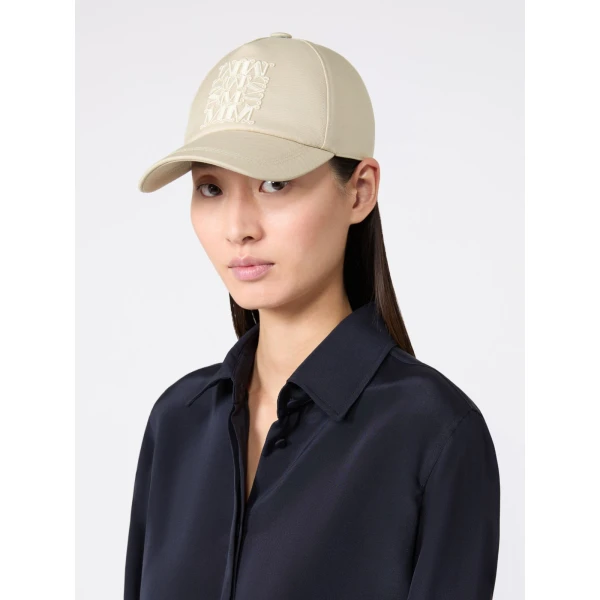 Max Mara Salmone Water-Repellent Gabardine Baseball Cap in Stone Grey | Hats | Luxury Shoes 