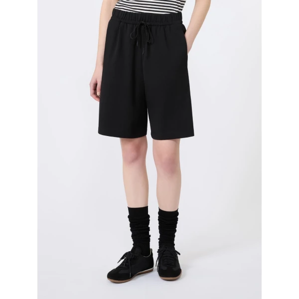 Max Mara Salpa Milano Knit Jersey Bermuda Shorts in Black | Shorts | Luxury Shoes 