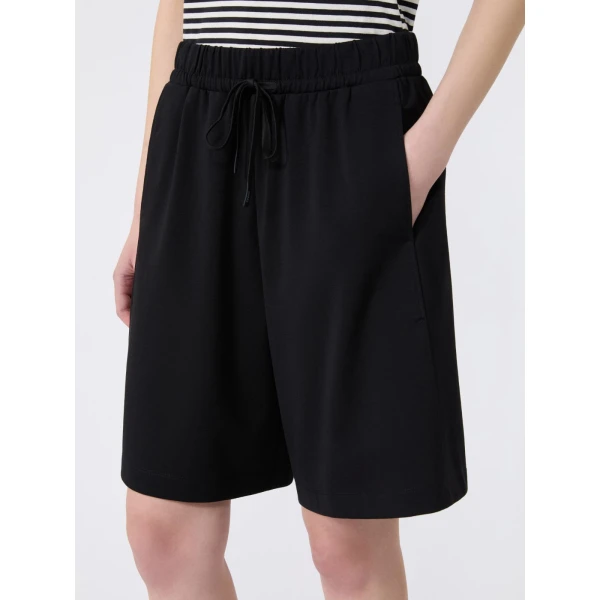 Max Mara Salpa Milano Knit Jersey Bermuda Shorts in Black | Shorts | Luxury Shoes 