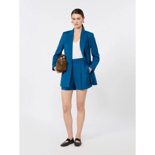 Max Mara Salute Lightweight Woollen Cloth Shorts in Navy | Shorts | Luxury Shoes 