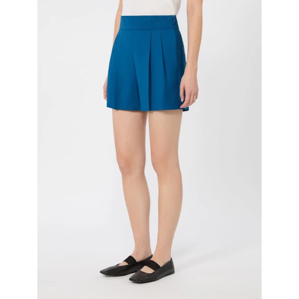 Max Mara Salute Lightweight Woollen Cloth Shorts in Navy | Shorts | Luxury Shoes 
