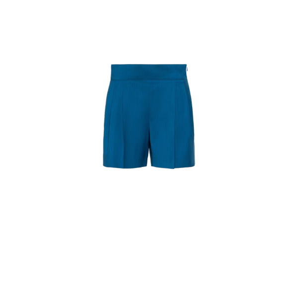 Max Mara Salute Lightweight Woollen Cloth Shorts in Navy | Shorts | Luxury Shoes 