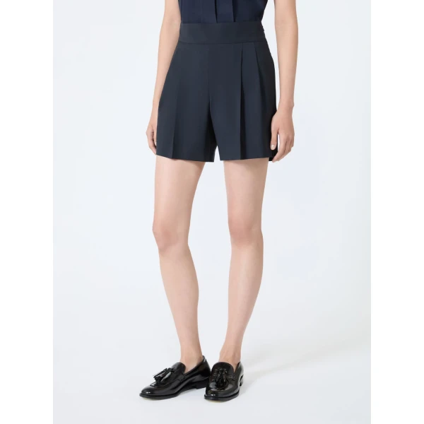 Max Mara Salute Lightweight Woollen Cloth Shorts in Ultramarine | Shorts | Luxury Shoes 