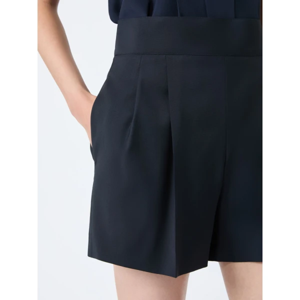 Max Mara Salute Lightweight Woollen Cloth Shorts in Ultramarine | Shorts | Luxury Shoes 