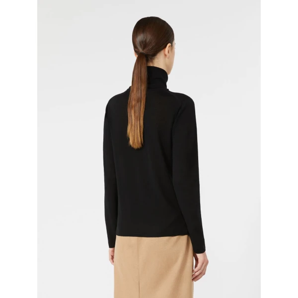 Max Mara Saluto Wool Polo-Neck Sweater in Black | Turtlenecks | Luxury Shoes 