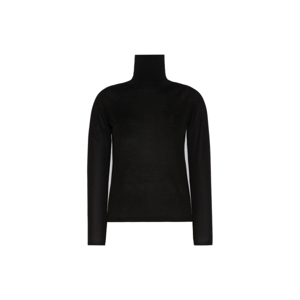 Max Mara Saluto Wool Polo-Neck Sweater in Black | Turtlenecks | Luxury Shoes 
