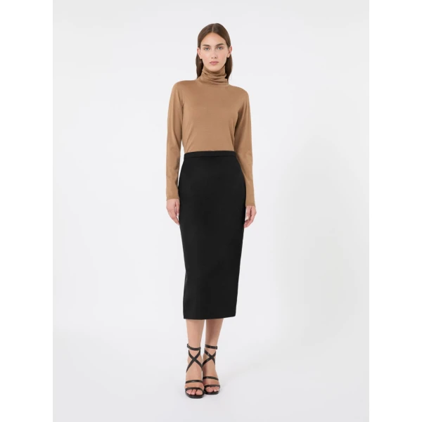 Max Mara Saluto Wool Polo-Neck Sweater in Camel | Turtlenecks | Luxury Shoes 