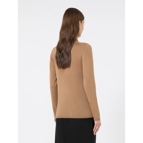 Max Mara Saluto Wool Polo-Neck Sweater in Camel | Turtlenecks | Luxury Shoes 
