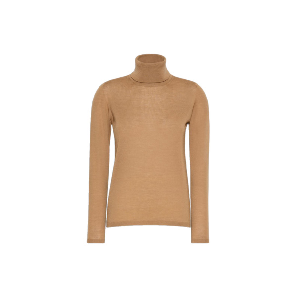 Max Mara Saluto Wool Polo-Neck Sweater in Camel | Turtlenecks | Luxury Shoes 